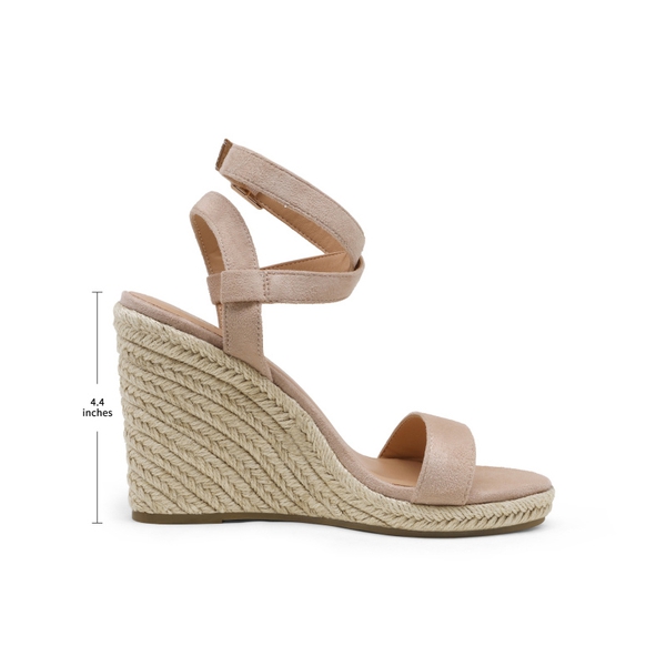 Open Toe Espadrille Platform Wedge Sandals - NUDE SUEDE - 1